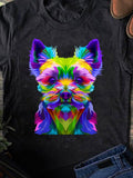 Men's T-Shirt Colorful Abstract Rainbow Painted Fur Texture Dog