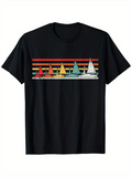 Men's T-Shirt Retro Striped Horizon With Multicolored Sailing Boats Under Sunrise Sailboat