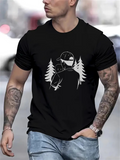 Men's T-Shirt Minimalist Forest With Silhouetted Birds Perched Among Pine Trees
