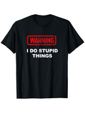Men's T-Shirt Warning Bold Red Box With White Words And Simple Statement Lettering T Shirt
