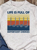 Men's T-Shirt Life Is Full Of Important Choices Vintage Sunset Graphic With Golf Clubs