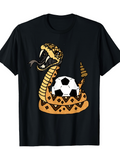 Men's T-Shirt Geometric Pattern Snake Coiled Vibrant Tail With Soccer Ball