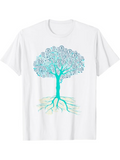 Men's T-Shirt Blue Circles And Patterns Forming Tree Design Featuring Roots Tree