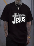 Men's T-Shirt I Believe In Jesus With A Cross Design Christian Faith Statement