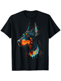Men's T-Shirt Colorful Abstract Paint Splashes With Doberman Dog Portrait