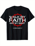 Men's T-Shirt Walk By Faith With Red Crown Of Thorns And Bible Verse