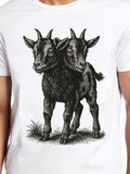 Men's T-Shirt Vintage Ink Illustration Of Two Headed Standing Goat