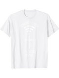 Men's T-Shirt Connecting With Faith Through Signal Waves Cross