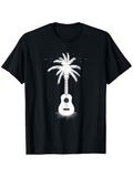 Men's T-Shirt Sunset Island Breeze With Palm Tree Growing From Guitar