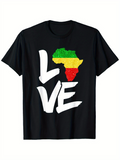 Men's T-Shirt Love Bold Painted Letters With Flag Map Of Africa