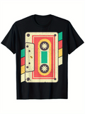 Men's T-Shirt Retro Colored Geometric Tape Cassette Graphic Centering Music Cassette