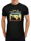Men's T-Shirt This Is How I Roll Retro Sunset Style With Silhouette And Bold Golf Cart