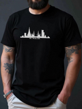 Men's T-Shirt London City Skyline Landmarks Silhouetted Against Urban Buildings