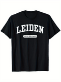 Men's T-Shirt Leiden Zuid Holland Collegiate Style Letters Classic City Tee
