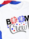 Men's T-Shirt Boom Crew With Colorful Fireworks Red And Blue Stars