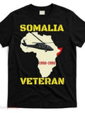 Men's T-Shirt Somalia Veteran Helicopter Over Africa With Highlighted Somali Coastline
