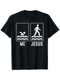 Men's T-Shirt Me And Jesus Minimalist Stick Figure Humorous Water Graphic T Shirt