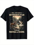 Men's T-Shirt Retirement Plan Under Forest Sunlight With Deer Fish And River Scene