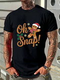 Men's T-Shirt Oh Snap Festive Gingerbread Man With Santa Hat Cookie