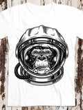 Men's T-Shirt Retro Astronaut Helmet With Fierce Determined Stare Of Powerful Gorilla