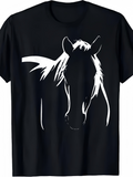 Men's T-Shirt Abstract Lines With Flowing Mane Forming Horse Silhouette