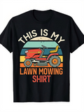 Men's T-Shirt This Is My Lawn Mowing Shirt Retro Sunset With Cartoon Style Mower