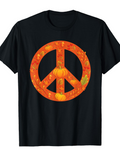 Men's T-Shirt Harvest Festival Patterned Pumpkins Within A Peace Symbol Emblem