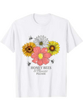 Men's T-Shirt Honey Bees With Colorful Wildflowers Surrounded By Flying Insects Flower