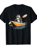 Men's T-Shirt Adventurous Otter Rowing Canoe On Splashing River Water