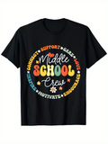 Men's T-Shirt Middle School Crew With Motivate Encourage Support Inspire Care Love Connect Words