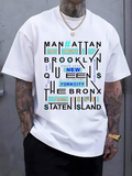 Men's T-Shirt New York City Manhattan Brooklyn Queens Bronx Staten Island Typography Shirt