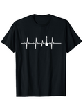 Men's T-Shirt Heartbeat Line With Pulse Graph And Guitar Music Symbol