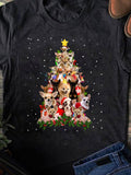 Men's T-Shirt Christmas Lights With Festive Dogs In A Holiday Tree