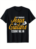 Men's T-Shirt If It Involves Jesus And Guitars Count Me In Vintage Music Theme Guitar