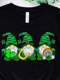 Men's T-Shirt Green Hats With Shamrock Horseshoe Rainbow Holding Lucky Gnome