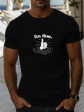 Men's T-Shirt Im Fine Sinking Thumb Up Hand Surrounded By Water Ripples
