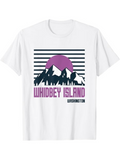 Men's T-Shirt Whidbey Island Purple Sun Over Mountains And Forest Silhouette T Shirt