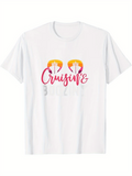 Men's T-Shirt Cruisin With Vibrant Sunset Skies Around Silhouetted Cruise Ship