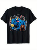 Men's T-Shirt Stock Market Chart Background With Blue Bull And Brown Bear