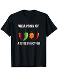 Men's T-Shirt Weapons Of Ass Destruction Spicy Chili Peppers With Colorful Varieties On Black Shirt