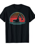 Men's T-Shirt Retro Sunset Grid With Silhouette Exercising Figure Skateboard