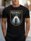 Men's T-Shirt Roswell New Mexico Mysterious UFO Light Over Desert Cactus Night Sky