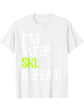 Men's T-Shirt Eat Sleep Ski Repeat Bold Modern Statement Text T Shirt