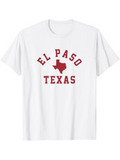 Men's T-Shirt El Paso Texas Red Text Above State Outline Map Texas