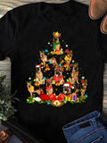Women's T-Shirt Christmas Tree Formed By Dogs With Gifts And Festive Decorations