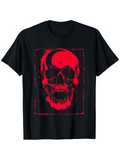 Men's T-Shirt Gothic Grunge Red Shadow Among Distressed Lines Skull