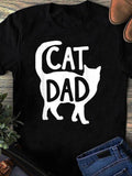 Women's T-Shirt Cat Dad Silhouette With Bold Lettering Standing Cat