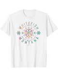 Men's T-Shirt Whitefish Montana Colorful Snowflakes Surrounding Vintage Mountain Graphic