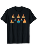 Men's T-Shirt Colorful Reflections With Evening Sky Over Sailing Boats