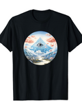 Men's T-Shirt Surreal Mountain Landscape With All Seeing Eye Among Clouds Pyramid